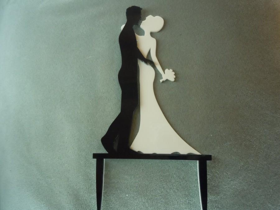 زفاف - Mr and Mrs Bride and Groom  Wedding Cake Topper - Acrylic silhouette wedding cake topper