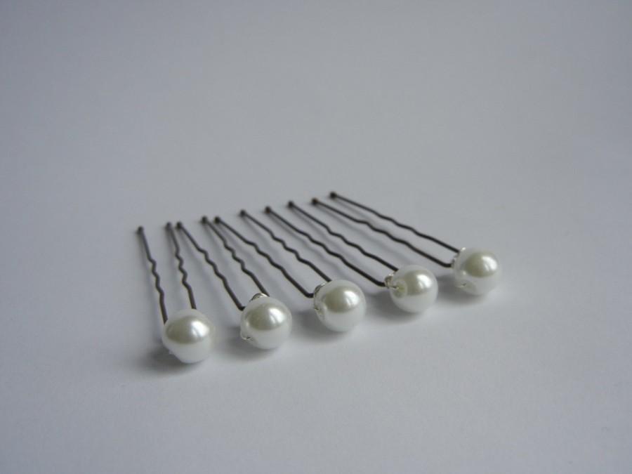زفاف - Pearl Hair Pins, White Pearl Hair Pins, Bridal Hair Pins, Bridal Pearl Hair Pins, White Pearl Bobby Pins, Bridal Hair Accessory.