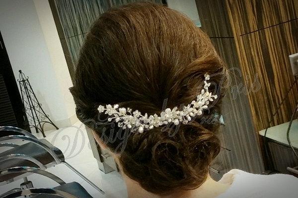 Hochzeit - Bridal Headpiece.Wedding Accessories Bridal Rhinestone Floral with Swarovski Pearls and Swarovski Clear Crystals Headpiece