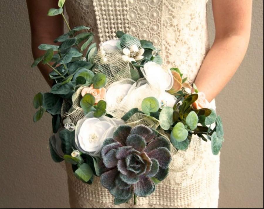 Hochzeit - Australian made, Bohemian garden, country chic,  succulent bouquet