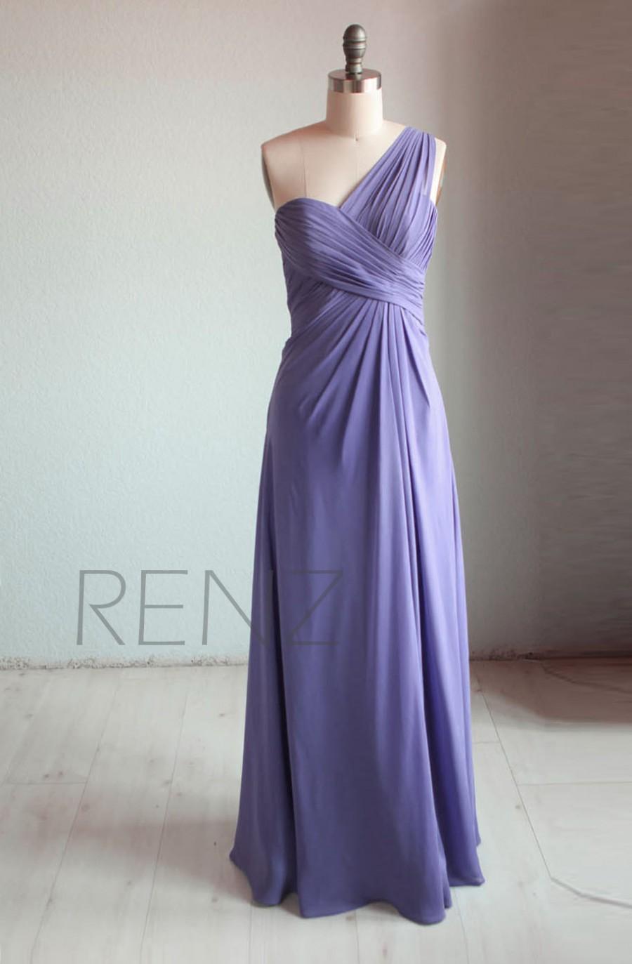 Свадьба - 2015 Light Purple Bridesmaid dress, Backless Pleated Party dress, Long Chiffon Formal dress, One shoulder Prom dress floor length (B052)