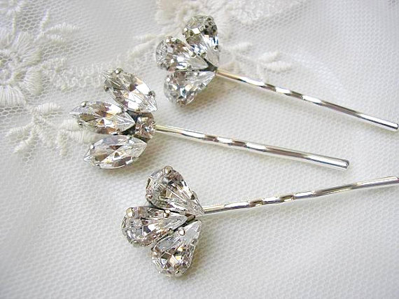 Свадьба - bridal hair accessories ,Bridal hair pins, Rhinestone hair pins, Head Piece, Set of 3, vintage style,  wedding hair ACCESSORIES