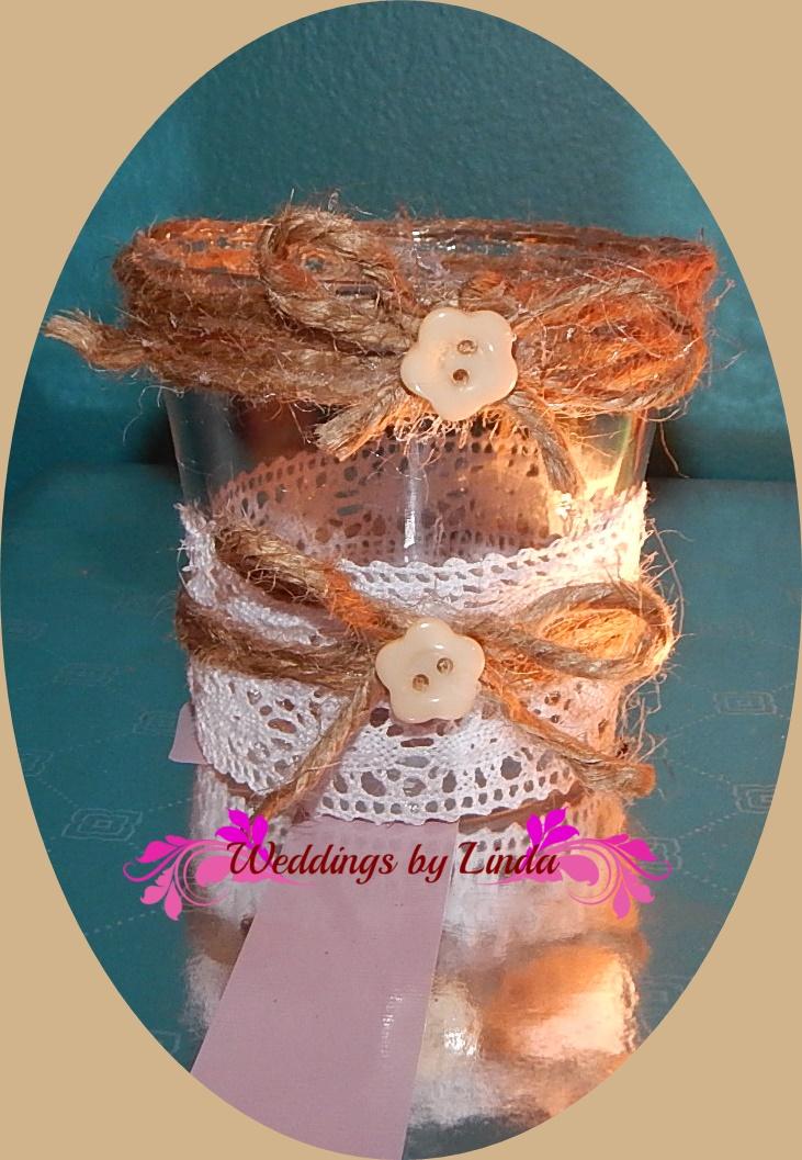 Wedding - Country Twine Tea Light Candle Holders Set of 15