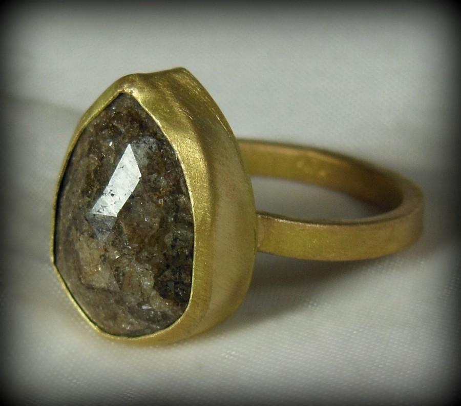 زفاف - SALE, Solitaire Ring,  10.4 carat rose cut diamond yellow gold Statement Ring, engagement ring