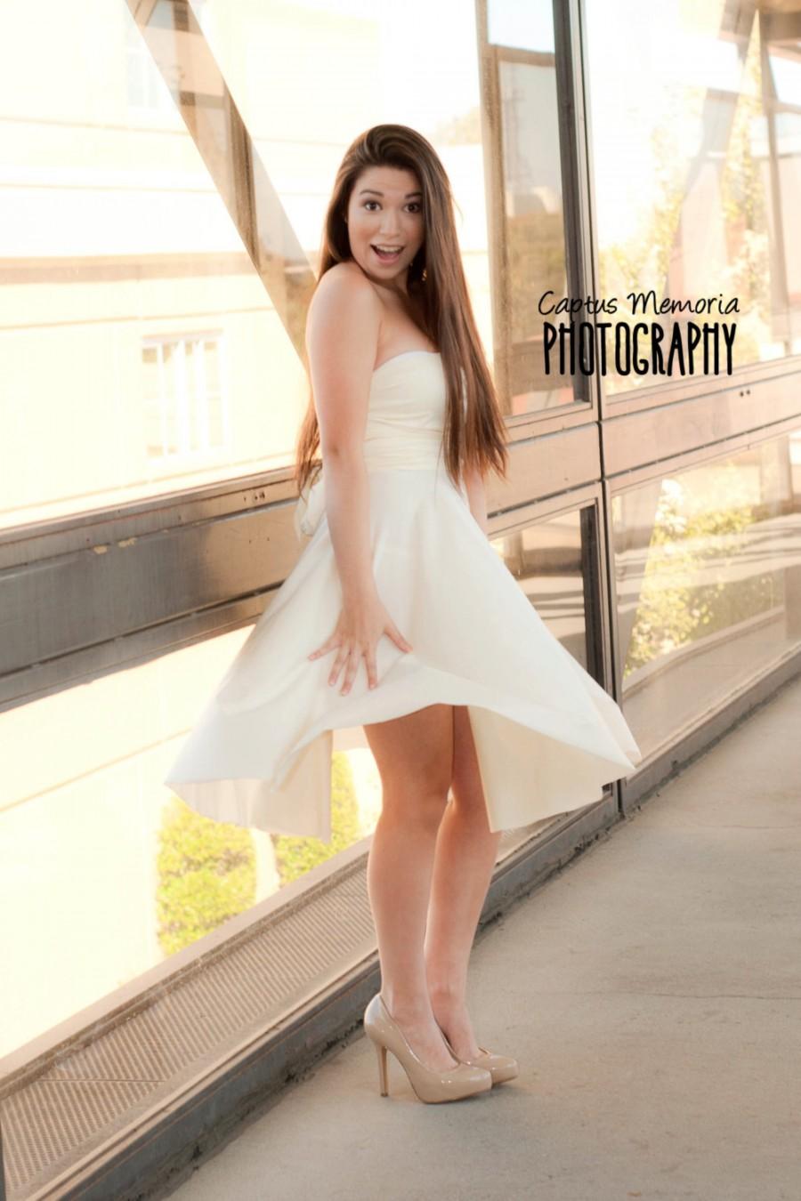 زفاف - Ivory or White Full Skirted Convertible Wrap Short Wedding Dress - 68 Colors - Bridesmaids, Prom, Quinceanera, Wedding Dress