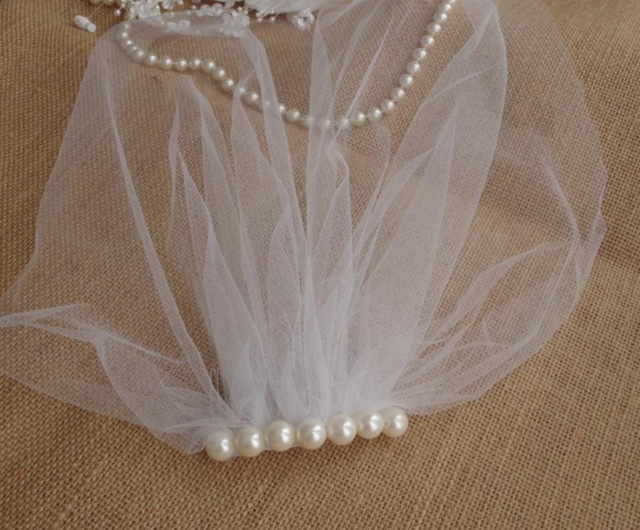 Hochzeit - Ivory Tulle Birdcage Veil Vintage Style Petite Veil Mini Illusion Tulle Veil Pearls Birdcage Veil Vintage Style Veil Mini Blusher Sale 