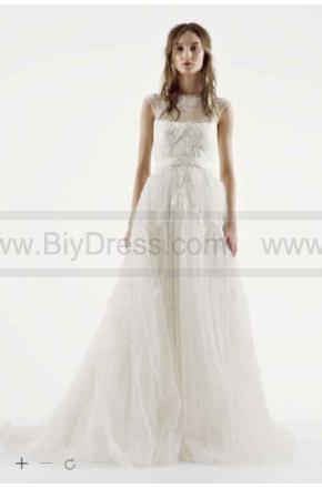 Hochzeit - White by Vera Wang Illusion Neckline Wedding Dress VW351242