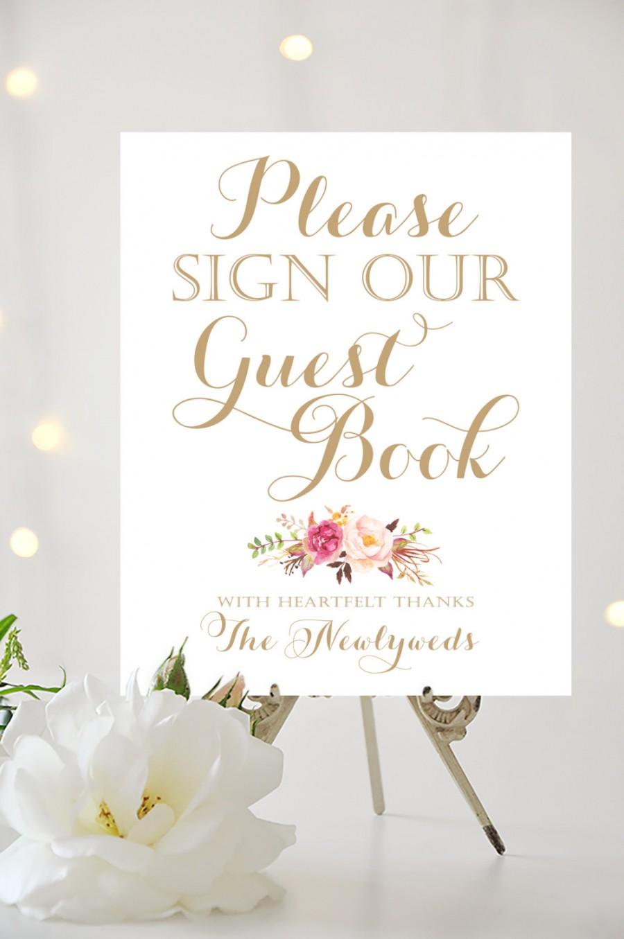 Wedding - Wedding Sign - Please Sign Our Guestbook - 8 x 10 - DIY Printable - Vintage antique gold - PDF and JPG files - Instant Download
