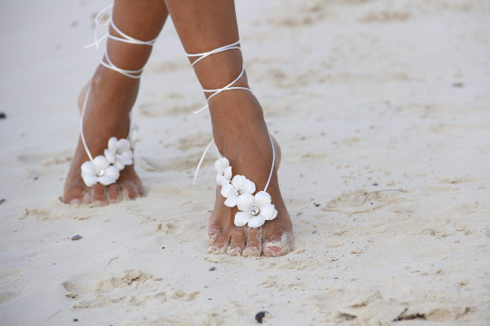 زفاف - Spring flowers barefoot sandal, beach wedding barefoot sandals, bangle, wedding anklet,nude shoes,barefoot sandals