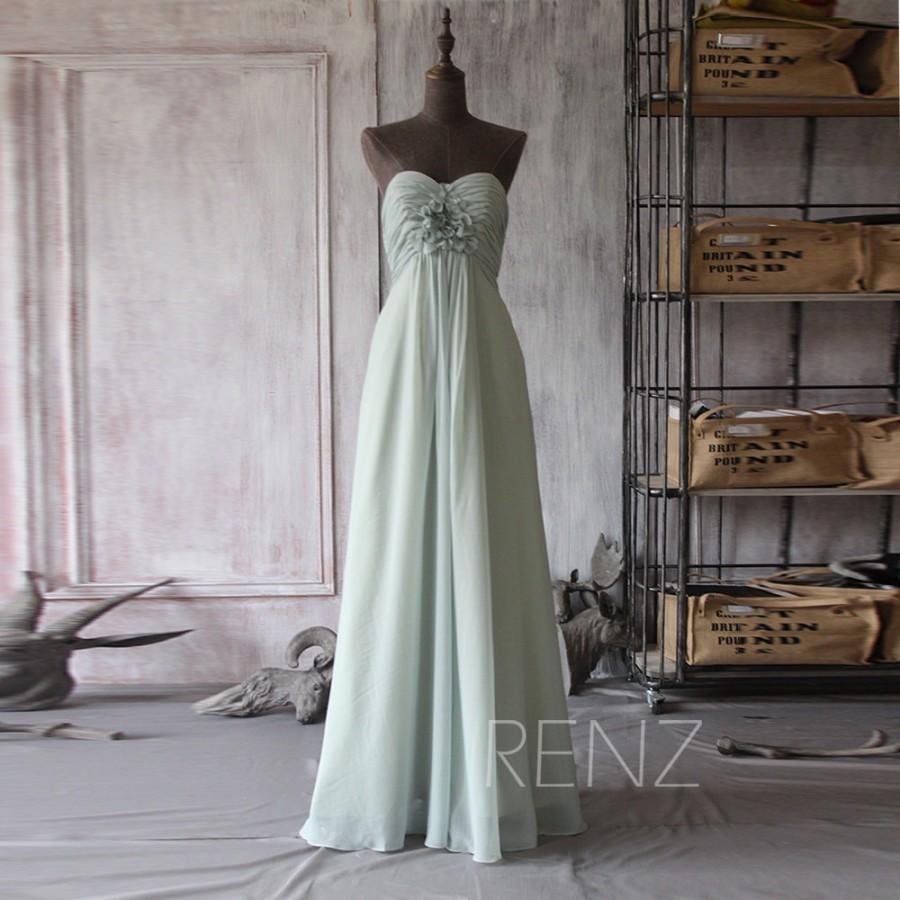 Wedding - 2015 Dusty Shale Bridesmaid dress, Empire Wedding dress, Handmade Long Formal Prom dress, Evening dress, Party dress floor length (F083)