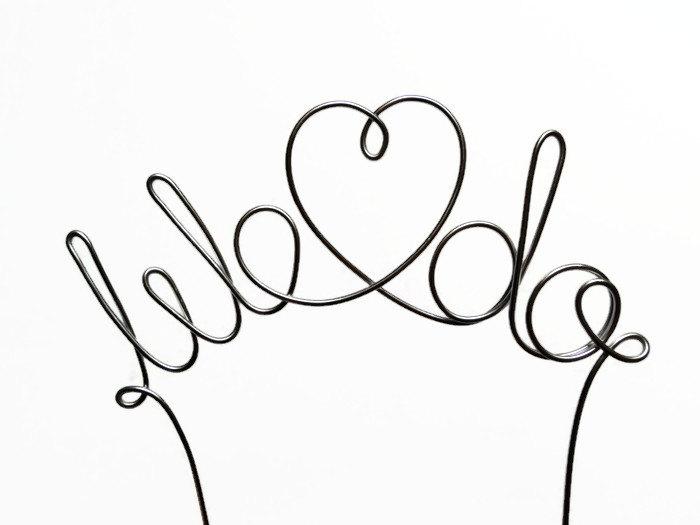 Свадьба - We Do or I Do Wire Wedding Cake Topper With Heart- Silver, Gold, Brown, Black, Red, Copper Rose