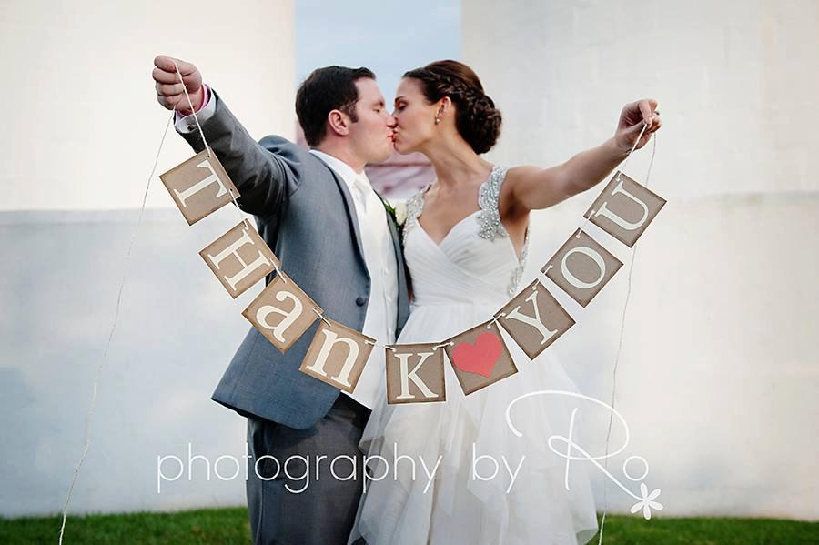 Wedding - THANK YOU SIGN -Thank You Banner - Wedding Banner Photo Prop - Wedding Signs - Wedding Decorations - Rustic Wedding - Coral