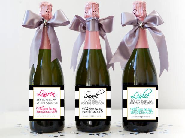 Hochzeit - Custom Bridesmaid Proposal Gift - Bridesmaid Champagne Bottle Label - Will You Be My Bridesmaid Gift Idea