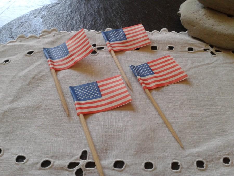 زفاف - Patriotic USA Flag topper wedding anniversary retirement welcome home supply appetizer picks military memorials commemorative craft supply