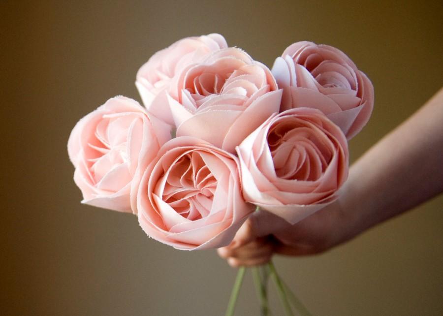 زفاف - Juliet rose fabric flowers - cotton anniversary gift, handmade for home decor + weddings, 2nd anniversary gifts, flower anniversary gift