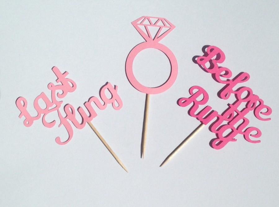 Wedding - BACHELORETTE- Last Fling before the ring cupcake toppers!!! Bachelorette Party decor!