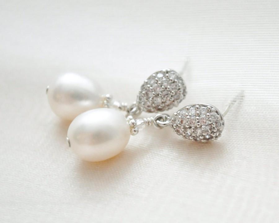 Свадьба - Freshwater Pearl Bridal Earrings, Pearl Wedding Earrings, Pearl Drop Earrings, Wedding Jewellery