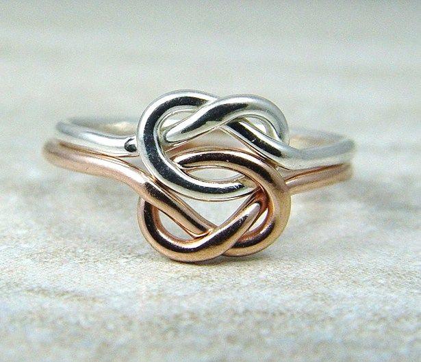 Свадьба - Promise Ring / Wedding Ring / Rose Gold Filled Love Knot Ring / Celtic Knot Ring / Sisters Ring / Friendship Ring