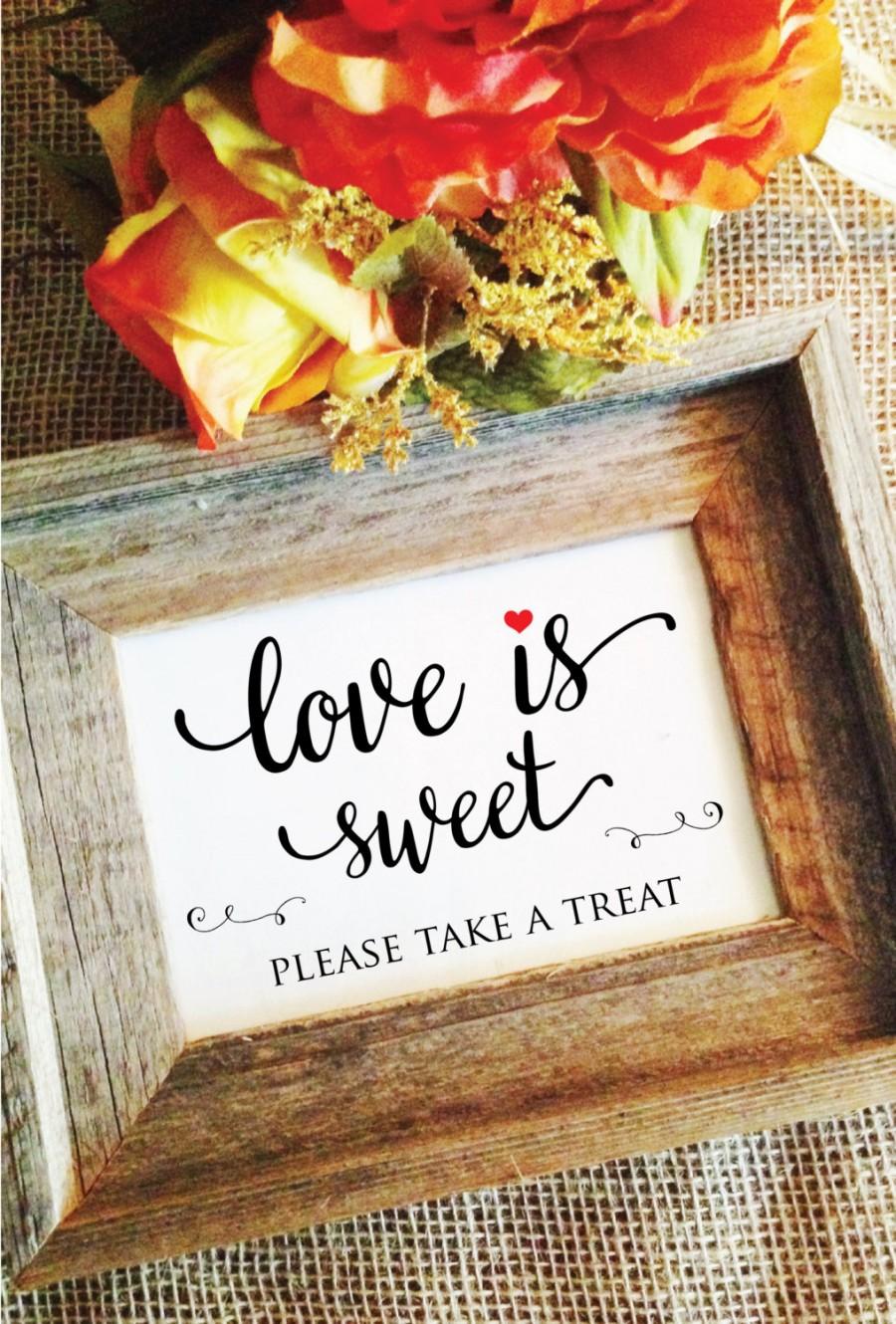 Wedding - Red Heart love is sweet sign wedding sign (Lovely) (Frame NOT included)