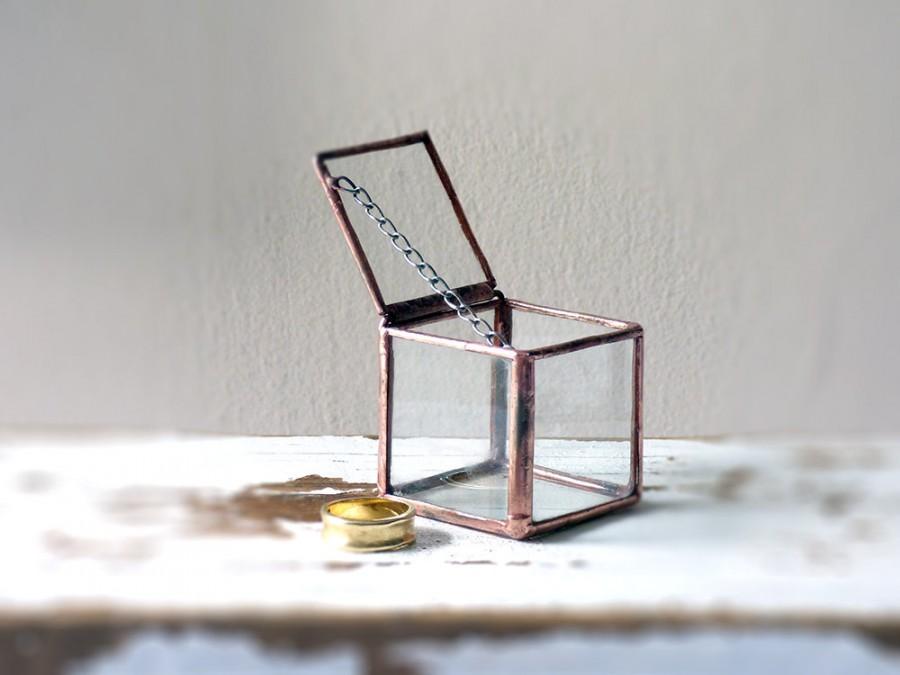 Hochzeit - FREE SHIPPING! Micro Glass Box, Wedding Ring Box, Hinged & Lidded. A Classic Glass Box Terrarium, Ring Bearer Box,Wedding Ring Holder