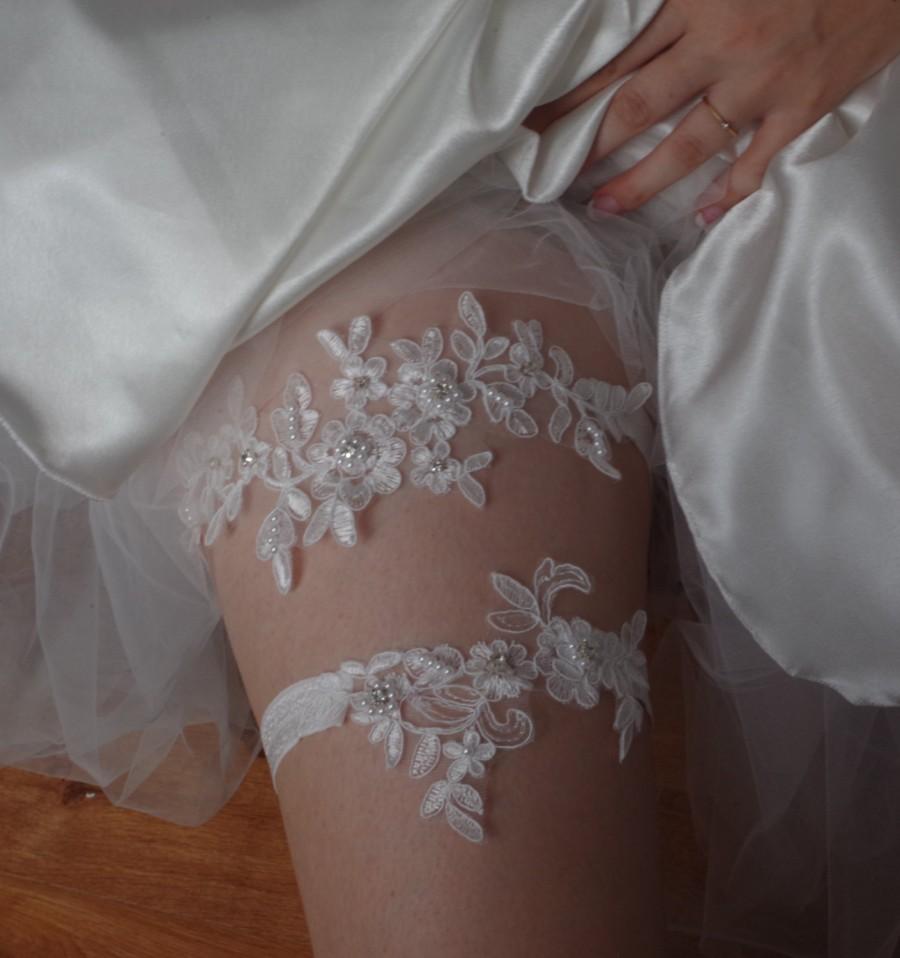Hochzeit - Floral lace garter bridal lace garter wedding garter lace garter set bridal garter lace Ivory Flower Lace lace garter keepsake  toss garter