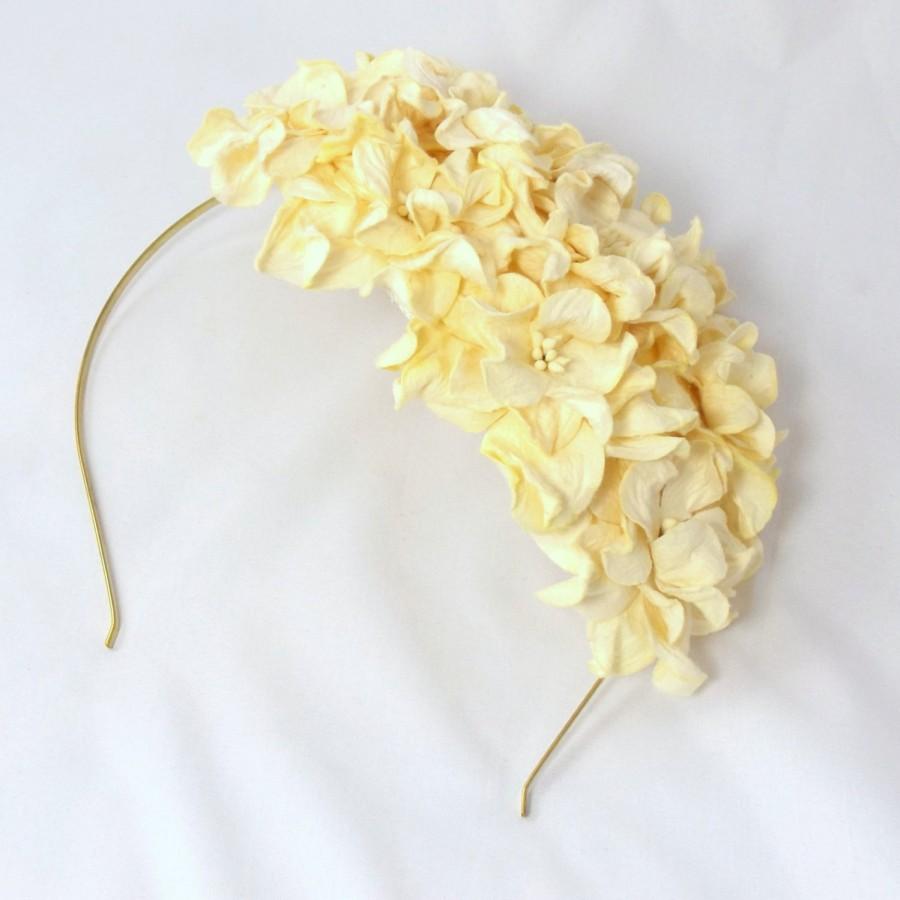 زفاف - Cream bridal floral headpiece with smaller gardenias Vintage look 