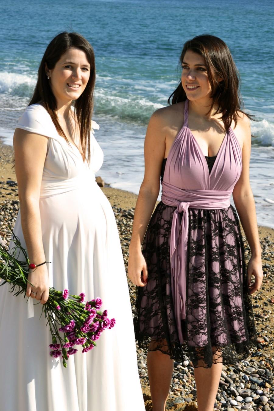 Mariage - Beach Wedding White Dress, Maternity Dress, Maternity White Gown, Ready to ship Infinity Pregnant Dress, Maternity white wrap dress wedding
