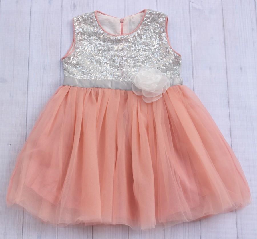 Hochzeit - Victorian Pink with Silver Sequin Dress / Pink Tulle Flower Girl Dress / Flower Girl Dress / Junior Bridesmaid Dress / Pink Birthday Dress