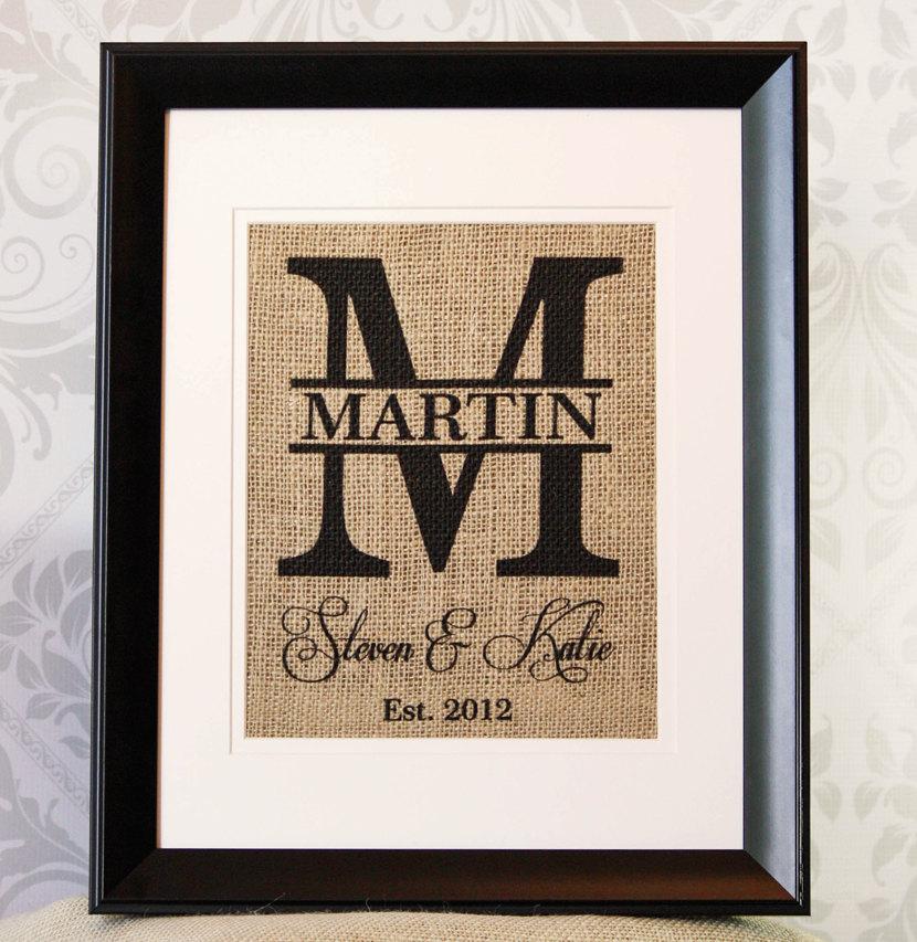 Mariage - Personalized Wedding Gift - Burlap Monogram