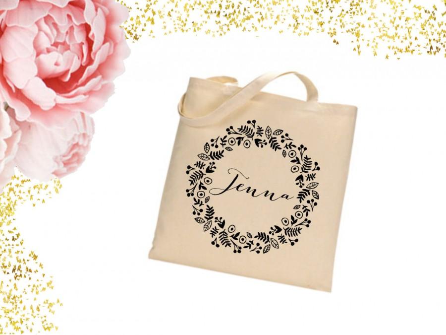 زفاف - Customized name tote bag. bridal shower gift. wedding tote. bridesmaid tote