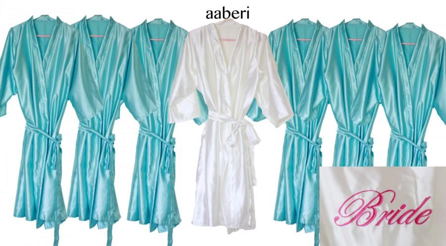 Hochzeit - Bridesmaid Robes, Set of 5 Bridesmaid Satin Robes, Kimono Robe, Regular and Plus Size Robe, Rush Orders, Set of 7, Set of 2, Set of 3,Set of