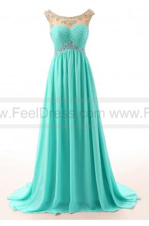 Mariage - A-Line Scoop Neck Chiffon Beadings Floor-Length Evening Gowns