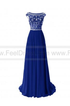 Mariage - A-Line Sexy Beading V Back Chiffon Long Evening Gown