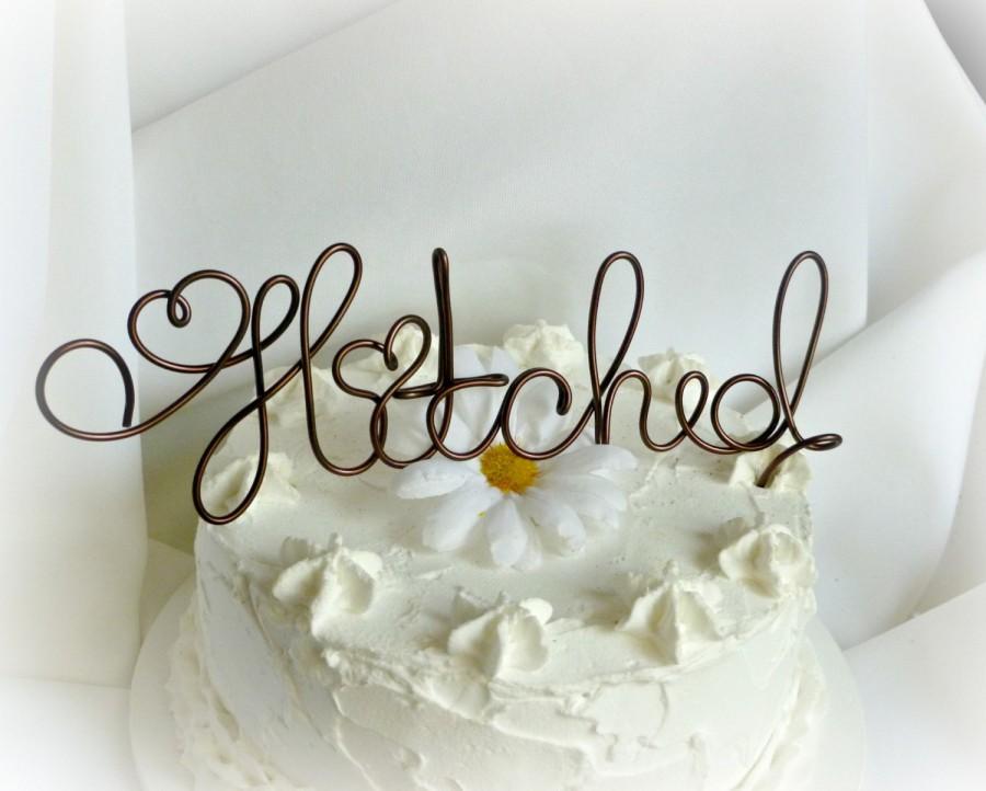 Wedding - Rustic Cake Topper, Hitched With RUSH Service