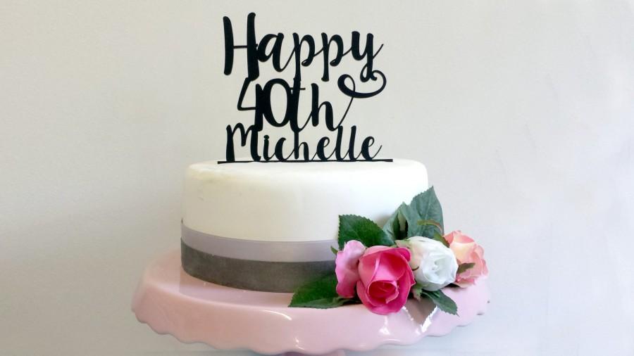 زفاف - Personalised Happy 18th 21st 30th 40th 50th 60th Birthday Cake Topper Name Age Laser Cut Party Decorations Gift