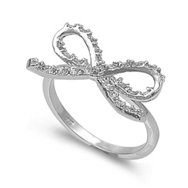 Свадьба - Cute 925 Sterling Silver 0.30 Carat Round Russian Iced Out Diamond CZ Ribbon Bow Ring Lovely Gift