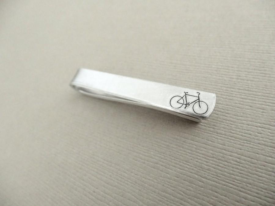 Hochzeit - Bicycle Tie Clip - Engraved Tie Clip