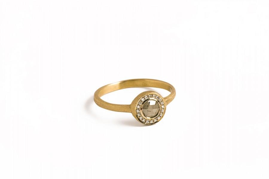 زفاف - Antique Engagement Ring, Unique Raw Diamond Ring.