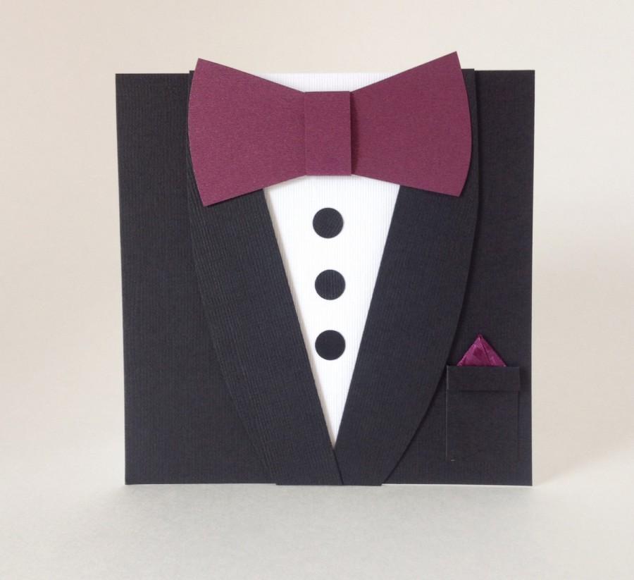 Mariage - Black Tuxedo Bow Tie Invitation - Groomsmen Wedding Card - Thank you Wedding Party - Black Tie Event - Anniversary Party Invites