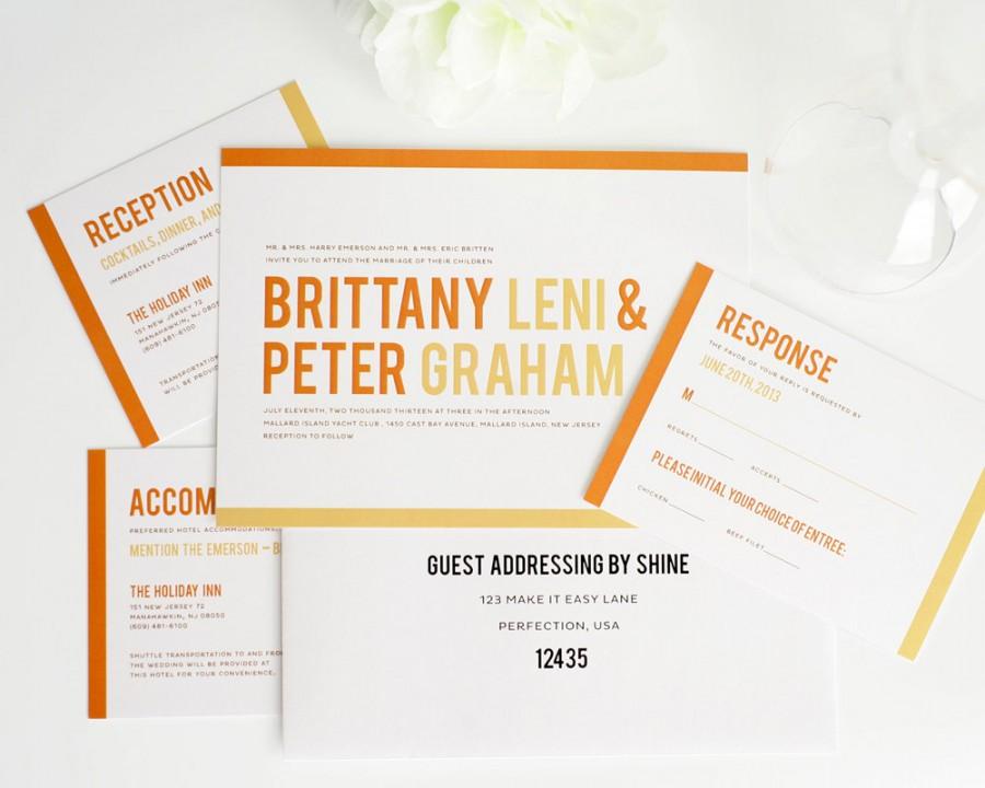 زفاف - Orange Wedding Invitation, Modern Wedding Invitation, Wedding Invites - Modern Stack Wedding Invitation - Sample Set
