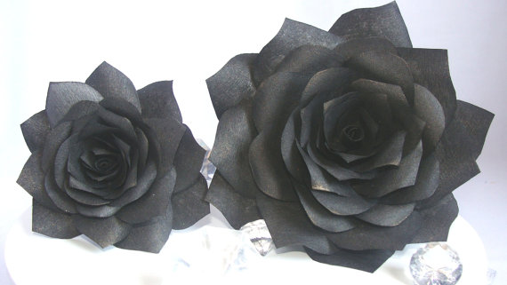 زفاف - Black handmade coffee filter paper Roses