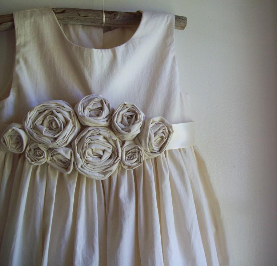 Wedding - Rustic flower girl dress, country flower girl dress, beach flower girl dress, cotton flower girl dress