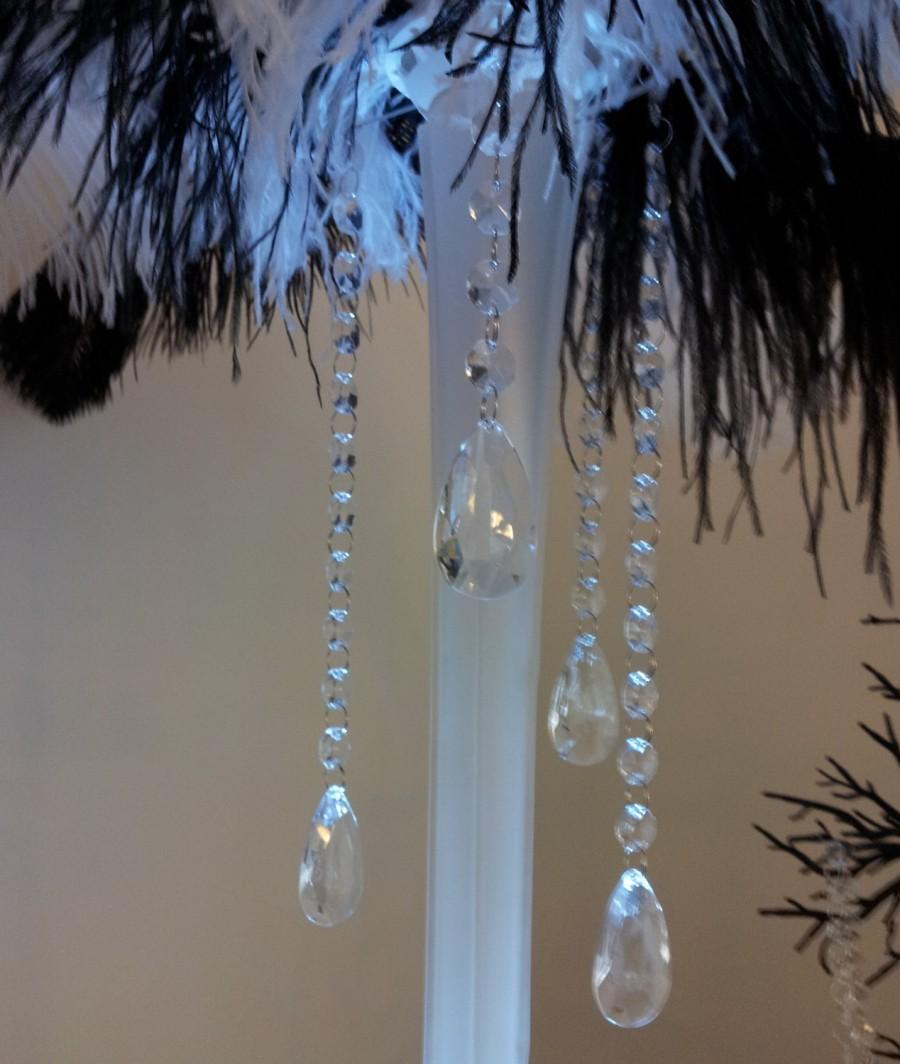 زفاف - Set of 4 HANGING CRYSTALS - 4 Crystal Garlands with Elegant BRIOLETTE Pendants, With or Without 2" Swirly Hooks
