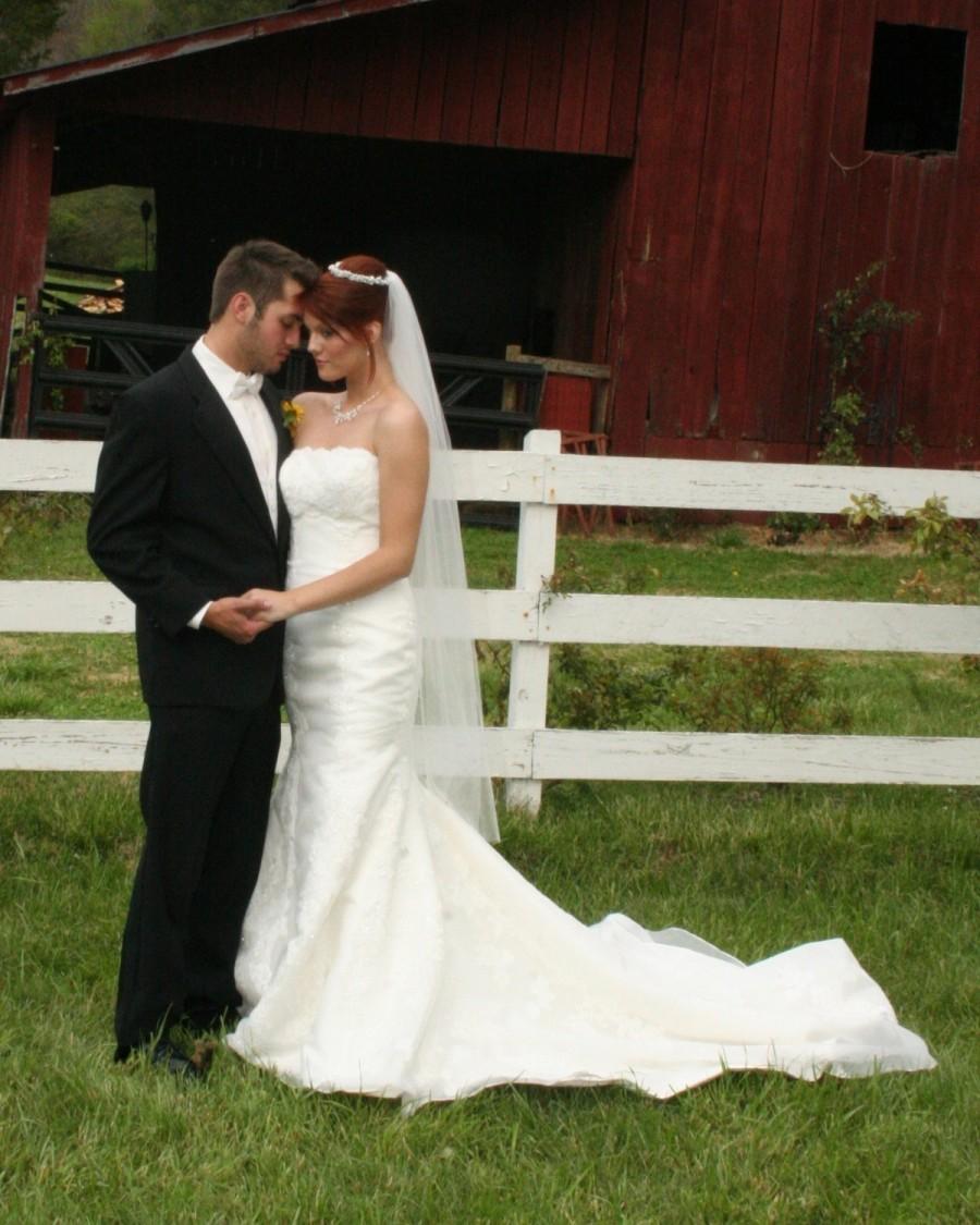 زفاف - Ankle Length Beach Bridal Wedding Veil 60 inch custom white, ivory or diamond