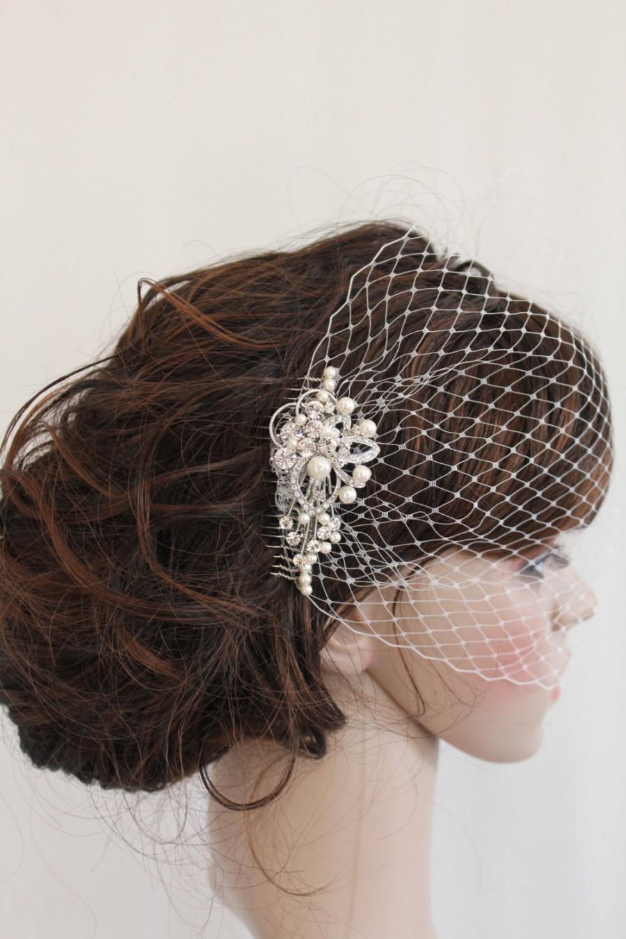 زفاف - Wedding veil birdcage bridal birdcage veil wedding headpiece bridal veil comb wedding blusher wedding fascinators bridal birdcage comb ivory