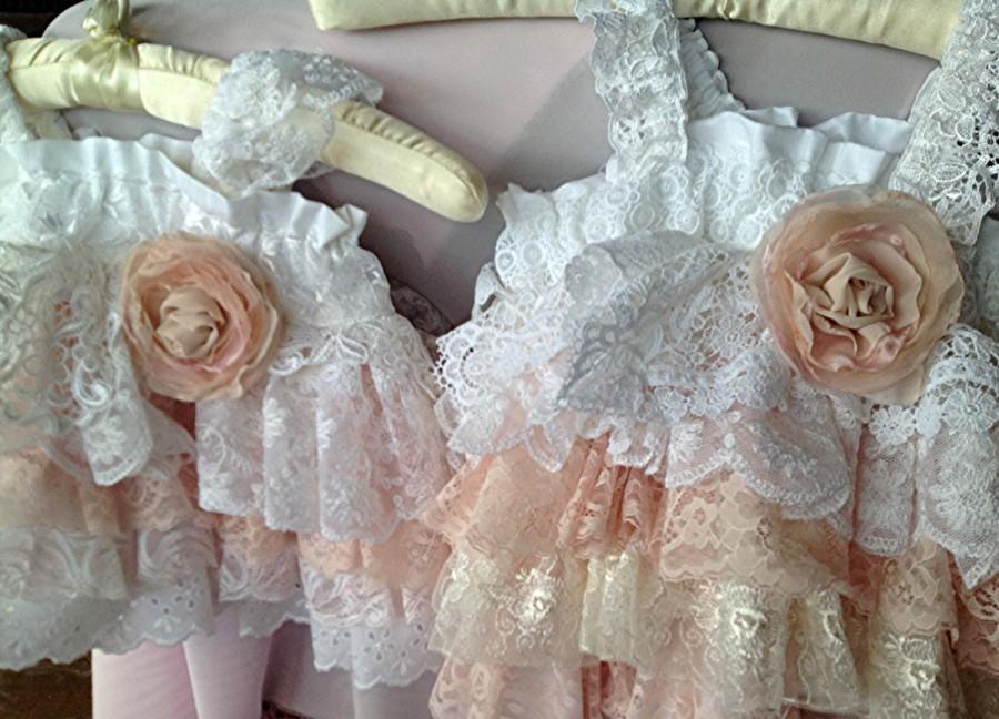 زفاف - Wedding flower girl vintage Lace ruffled Dress...custom desgined for your wedding  by Rosanna Hope for Babybnbons made in USA garden wedding