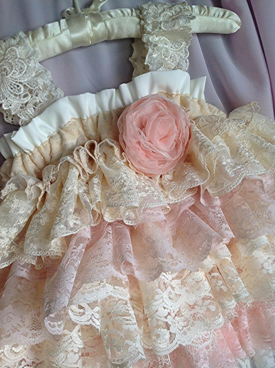 Mariage - Easter Sunday dress, Vintage Ruffled Lace Wedding  Flower Girl Dress, Custom choice of colors by Rosanna Hope for Babybonbons