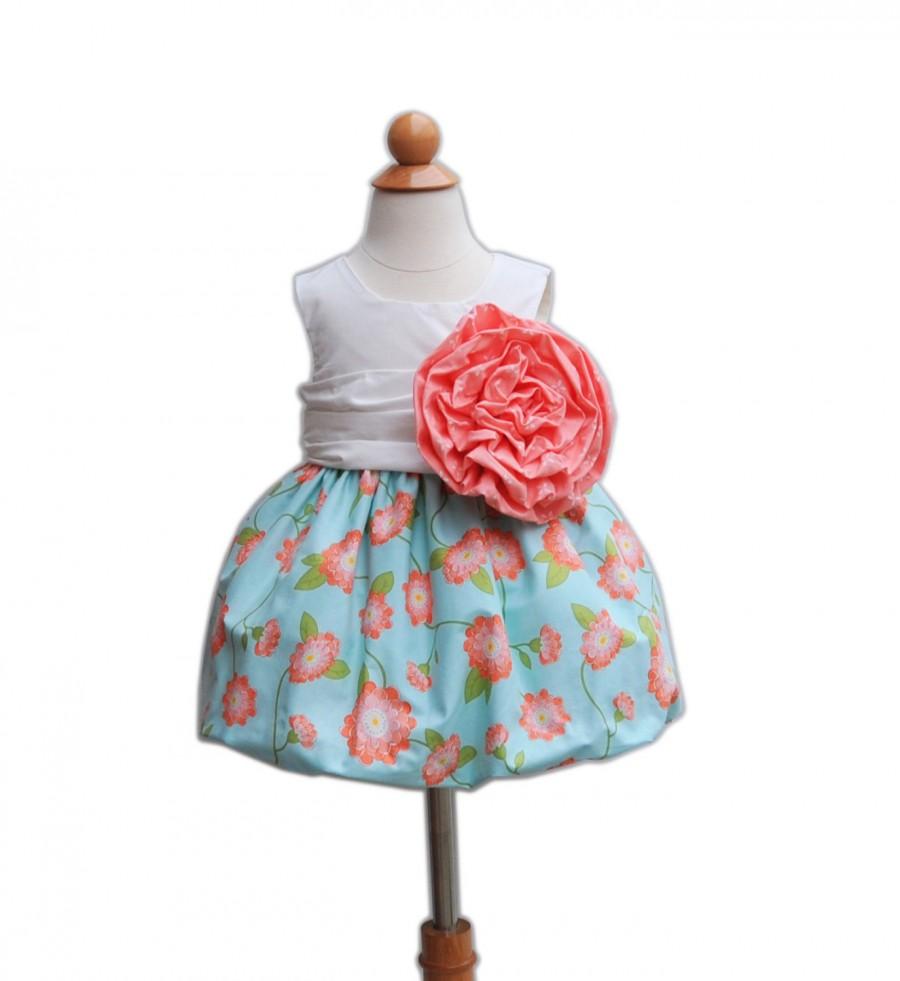 زفاف - Wedding Girl Dress - Ceremony Dress -  Large Handmade Flower - Bubble Dress - Formal Dress - Birthday - KK Children Designs - 6M to 7