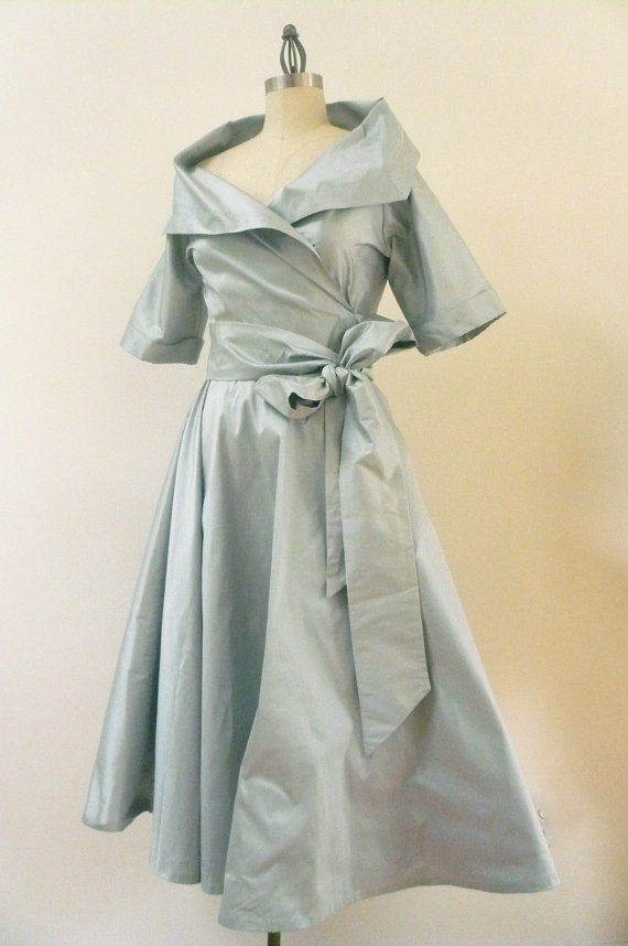 زفاف - Custom Made  MARIA SEVERYNA Double Wrap Full Skirt Dress w/short sleeves  Mother of the Bride Dress - available in many colors