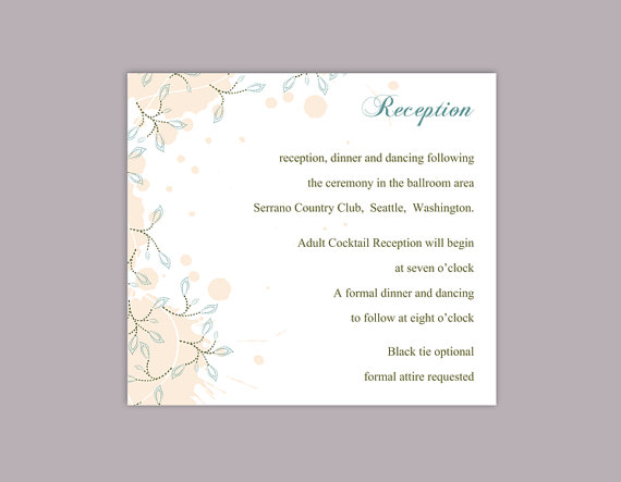 Mariage - DIY Wedding Details Card Template Editable Word File Instant Download Printable Details Card Peach Details Card Elegant Enclosure Cards